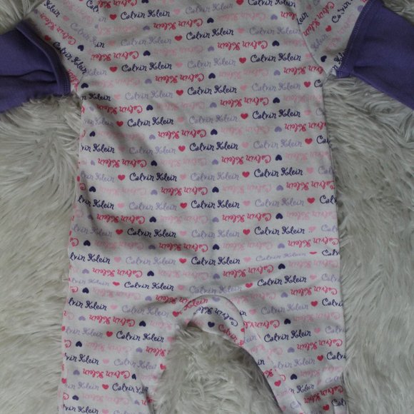Calvin Klein Baby Girls Coverall Romper Bodysuit Signature CK Logo, 3-6M strechi - Picture 2 of 7